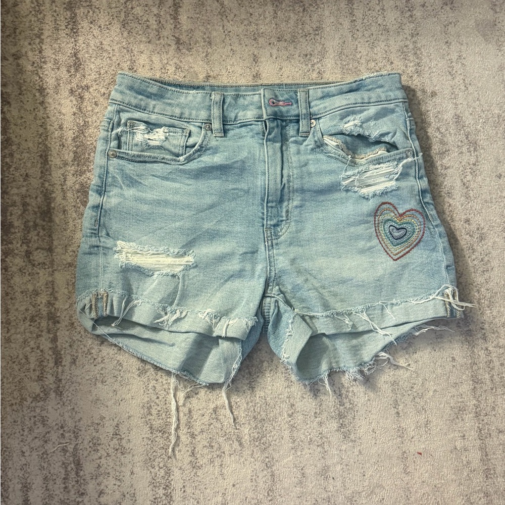 American Eagle Outfitters Light Blue Distressed Jean Shorts